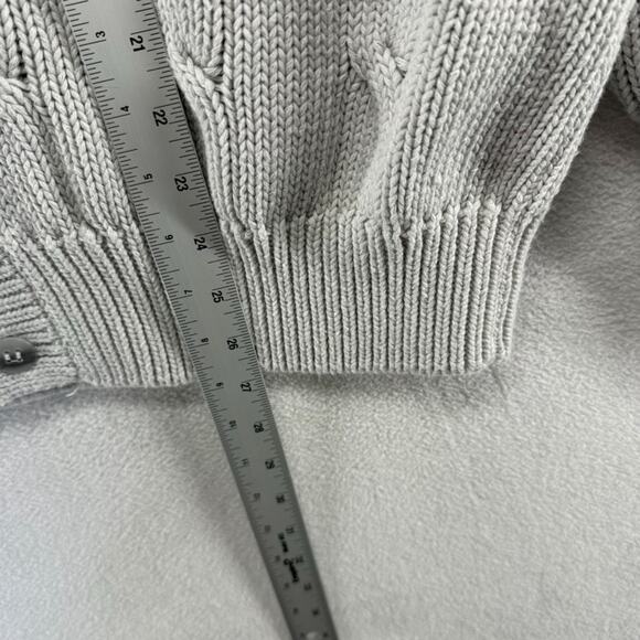 Vintage Claiborne Cardigan Sweater Mens Large Gray Chunky Cable Knit Grandpa 90s - Picture 3 of 8